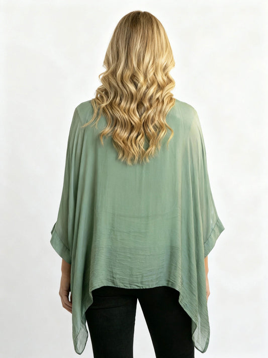 Italian Silk Top in Sage Green