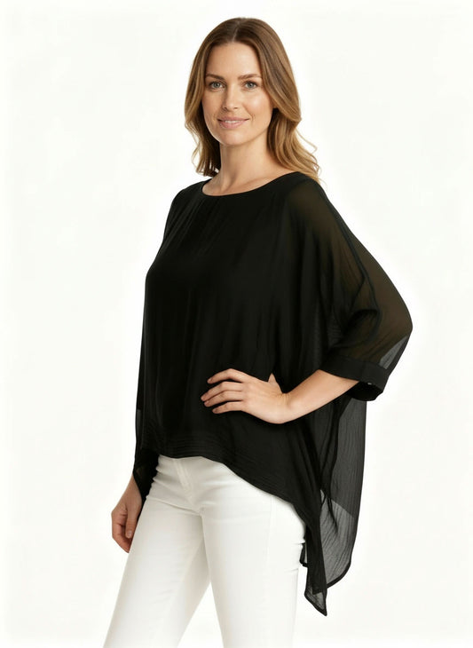 Italian Silk Top in Black